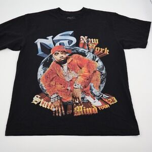 Nas State of Mind Tour 2023 T-Shirt Mens Large Black Graphic Rap Tee NY Merch